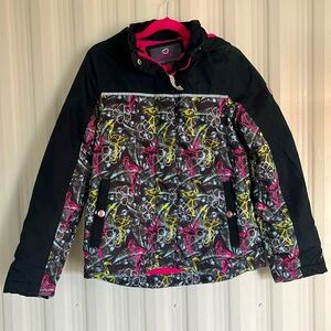 SKECHERS Colorful Flamingo Patterned Fleece Lined Jacket Kids 10/12
